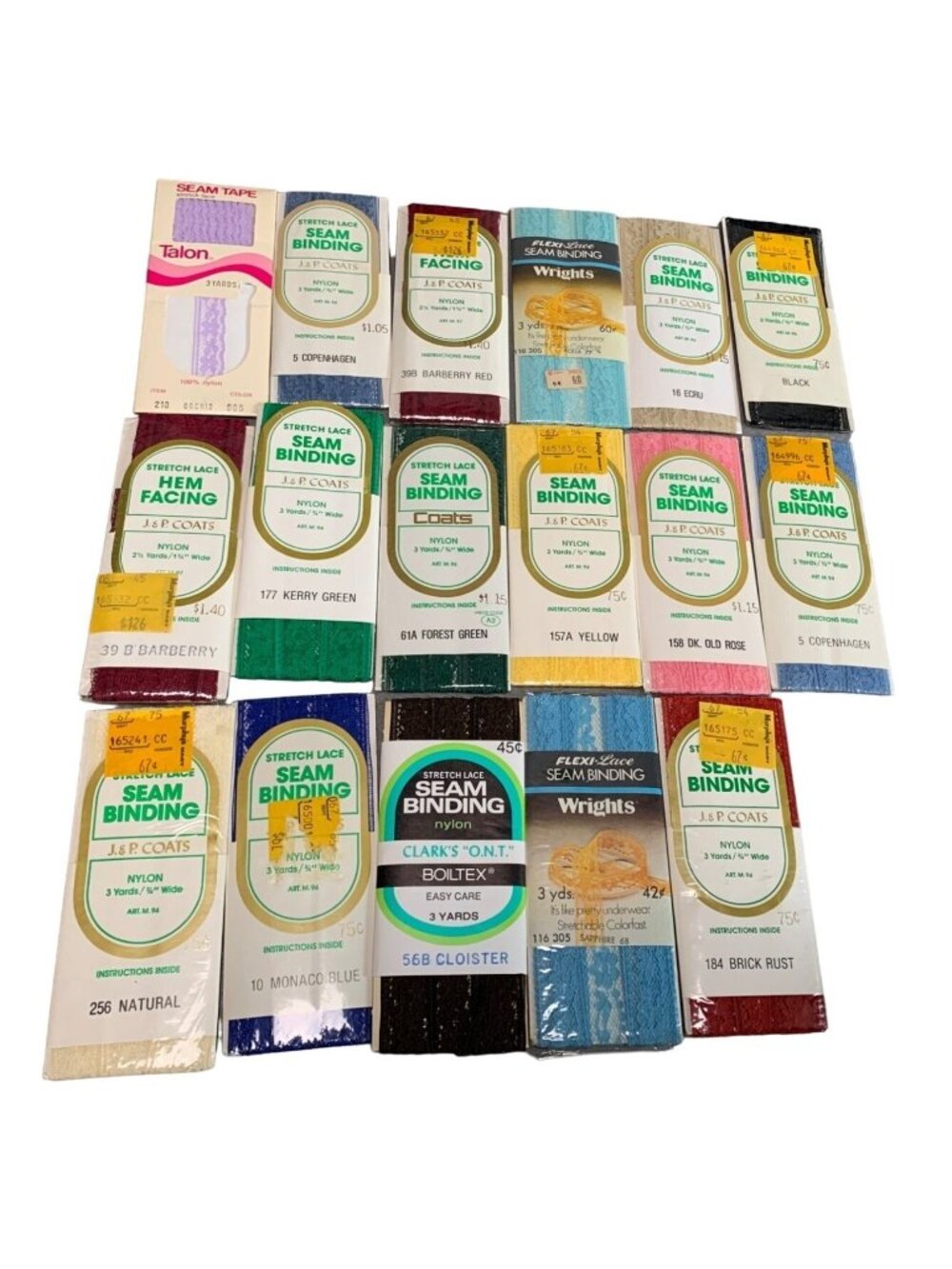 Assorted Seam Binding Lot - J&P Coats Talon & Wrights Vintage